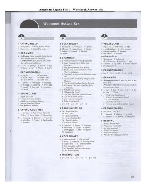 American English File 1 Workbook Answers Doc