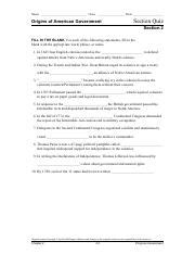 American Government Packet Section 2 Quiz Answers Doc