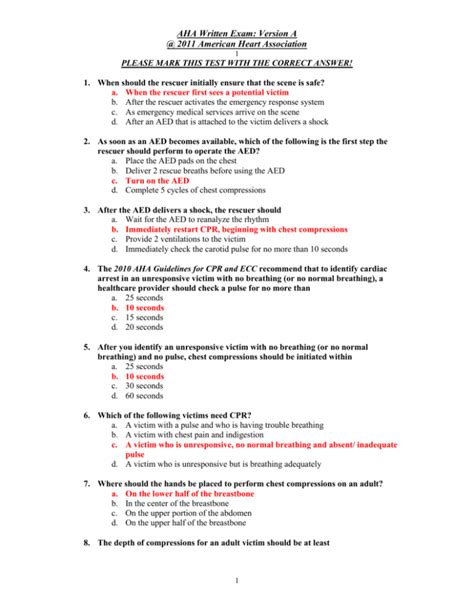 American Heart Association Acls Test Answers 2013 Epub