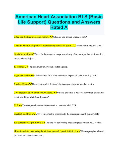 American Heart Association Bls Test Questions Answers Kindle Editon