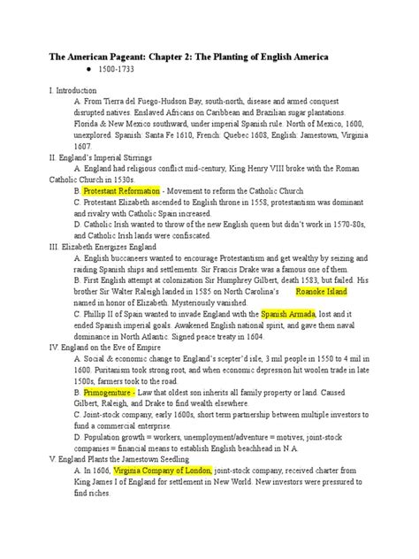 American Pageant Chapter 2 Summary Notes