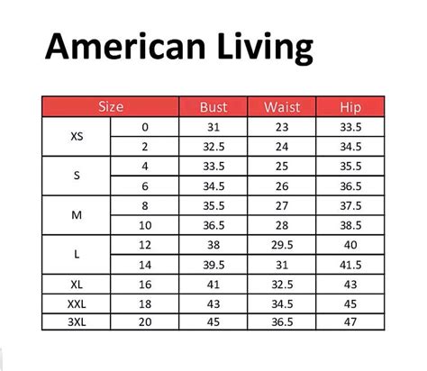 American Pants Size Chart