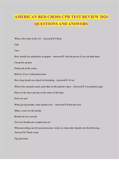 American Red Cross First A Test Answers Epub