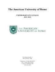 American University Of Rome Course Catalog