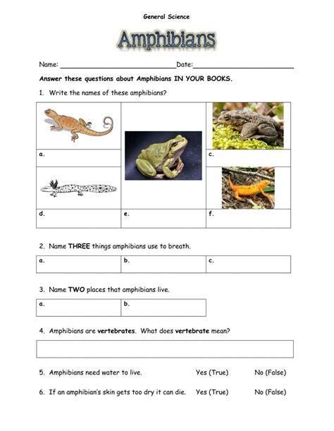 Amphibians Worksheet Answers Kindle Editon