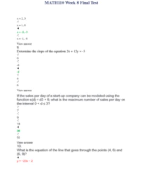 Amu Math 110 Test Answers Epub