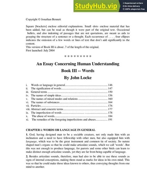 An Essay Concerning Human Understanding Book III of Words Kindle Editon