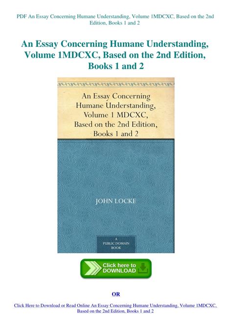 An Essay Concerning Humane Understanding Volume I Books 1 and 2 PDF