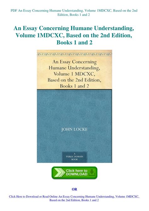 An Essay Concerning Humane Understanding Volume I Books 1 and 2 PDF