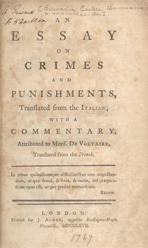 An Essay On Crimes and Punishments Translated from the Italian With a Commentary Attributed to Mons De Voltaire Translated from the French Kindle Editon