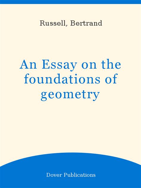 An Essay on the Foundations of Geometry Epub