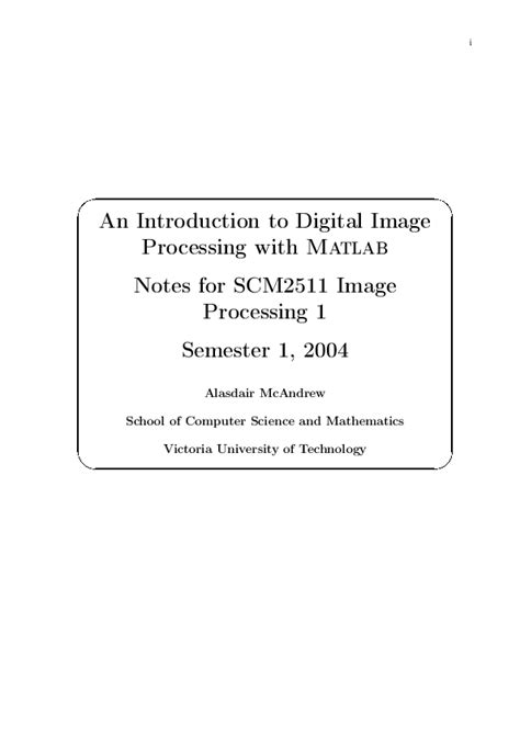 An Introduction To Digital Image Processing With Matlab Solution Kindle Editon