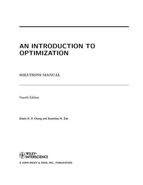 An Introduction To Optimization Solution Manual Pdf Kindle Editon