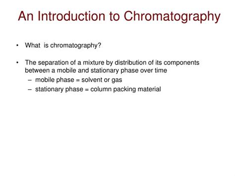 An Introduction to Chromatography PDF