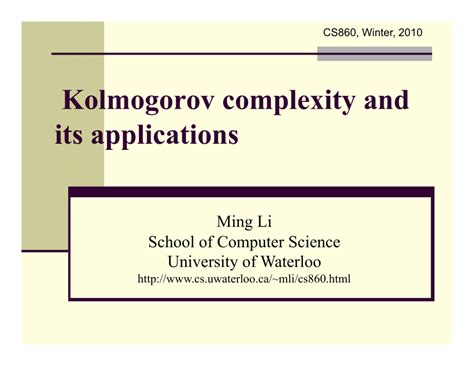 An Introduction to Kolmogorov Complexity and Its Applications Epub