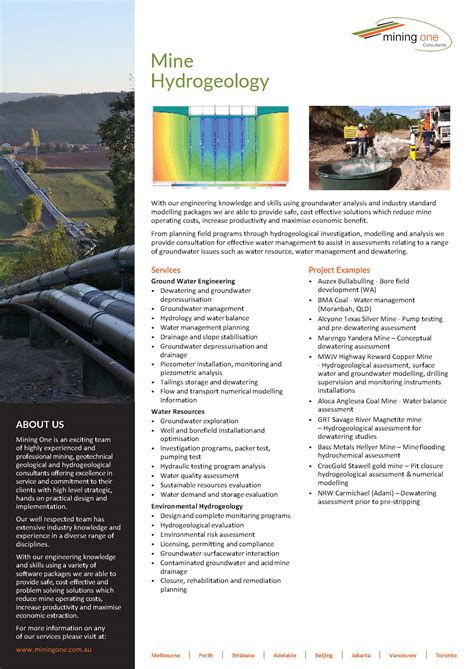 An Introduction to Mine Hydrogeology Reader