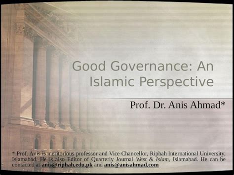 An Islamic Perspective on Governance Epub