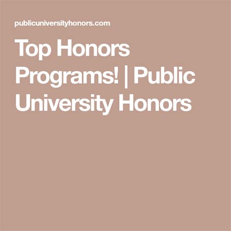 An Overview of the Top Honors Programs