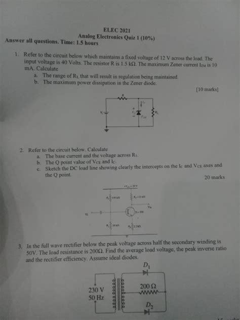 Analog Electronics Quiz Questions Answers Doc