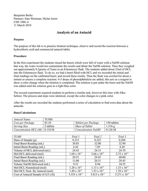 Analysis Of Commercial Antacids Lab Report Answers Epub