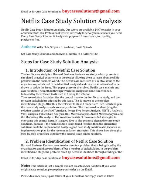 Analysis Of Netflix Case Study Ebook PDF