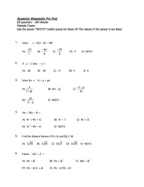 Analytic Geometry Diagnostic Test Answer Key Kindle Editon