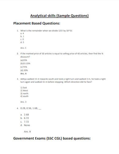 Analytical Skill Test Questions And Answers Reader