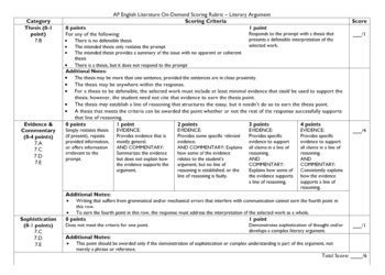 Analyzing the AP Lit Scoring Rubric