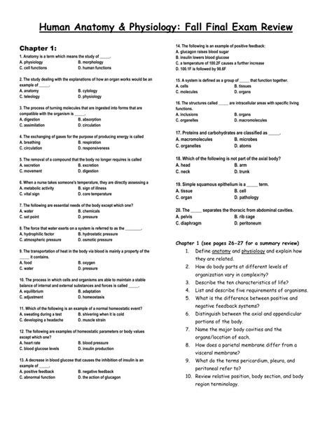 Anatomy And Physiology Final Exam Fall Semester 201 1 Ebook Kindle Editon