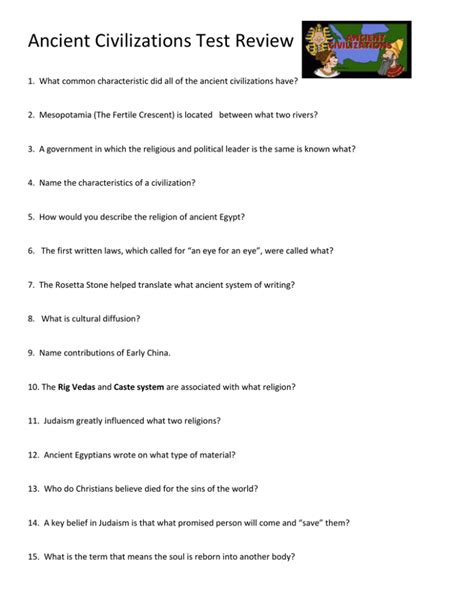 Ancient Civilizations Questions And Answers Doc