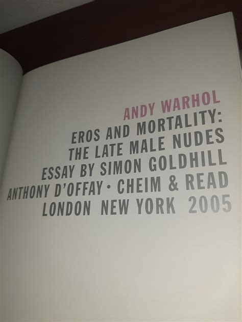 Andy Warhol Eros And Mortality The Late Male Nudes Epub