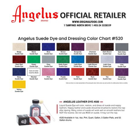 Angelus Suede Dye Color Chart