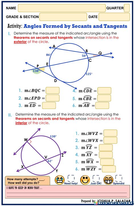 Angles Formed By Secants And Tangents Answers Doc