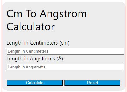 Angstrom to Centimeter: A Comprehensive Guide