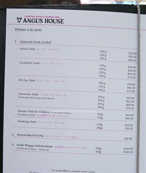 Angus Steakhouse Ngee Ann City Menu: A Meat-Lover's Paradise