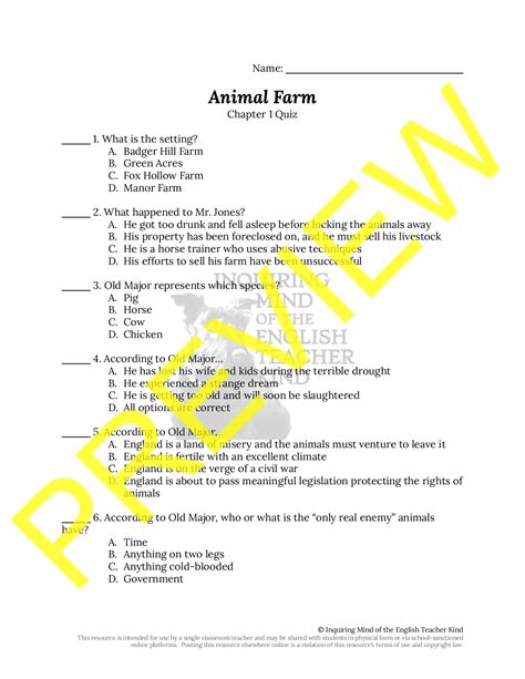 Animal Farm Chapter 1 Answers Doc