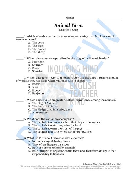 Animal Farm Questions And Answers Chapter 3 Epub