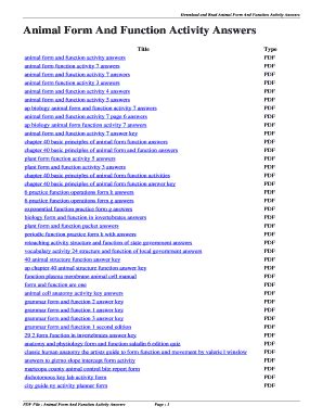 Animal Form Function Activity 3 Answers Reader