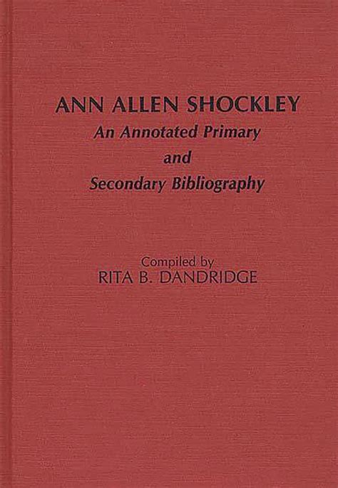 Ann Allen Shockley An Annotated Primary and Secondary Bibliography Doc