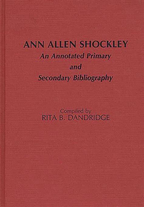 Ann Allen Shockley An Annotated Primary and Secondary Bibliography Doc