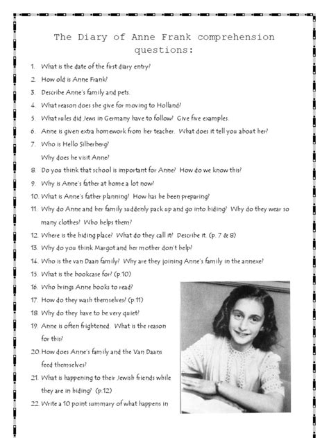 Anne Frank Questions And Answers Reader