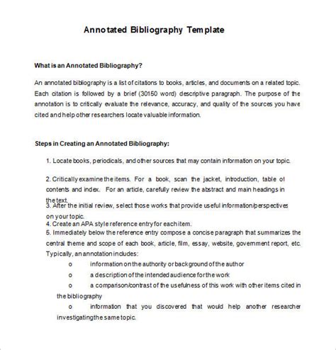 Annotated Bibliography Template Word