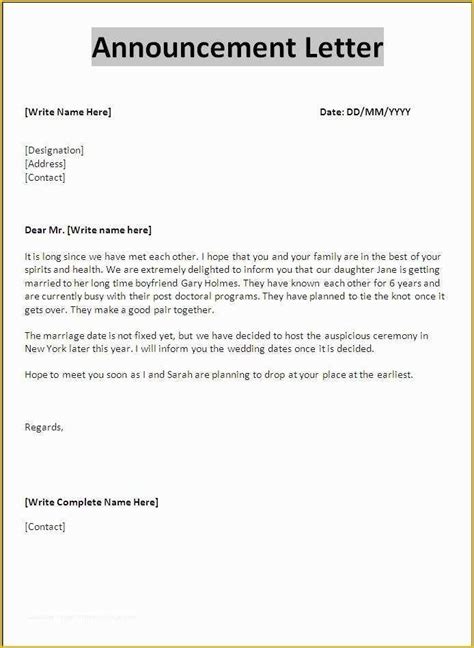 Announcement Template Email