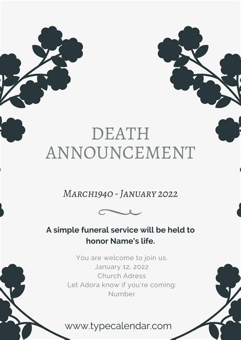 Announcement of Death