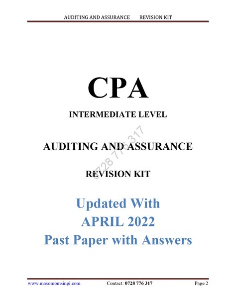 Answer Cpa Question Auditing Assurance Reader