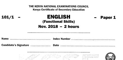 Answer For English Paper 1 Kcse PDF