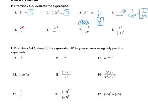 Answer Key Algebra 1 Positive Exponents Kindle Editon