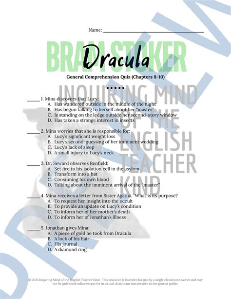 Answer Key All About Dracula Kindle Editon