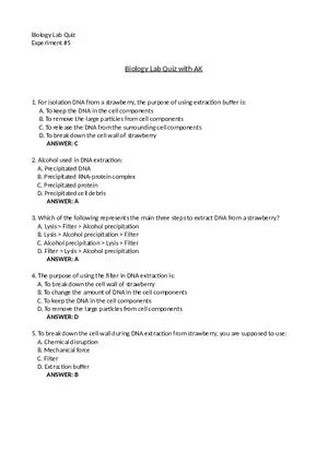 Answer Key Biology 101 Montgomery College Lab Doc