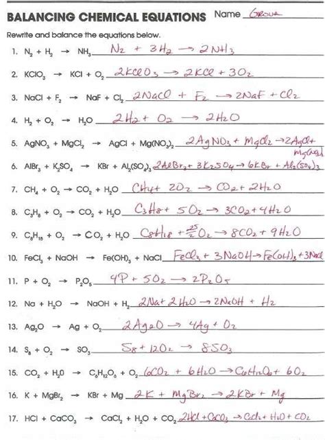 Answer Key Chemical Formulas Doc